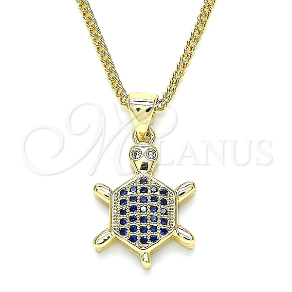 Gold Filled Necklace — Pendant Necklace Turtle Design with Sapphire Blue and — main product view — SKU 134290 | Oro Laminado collar — Pendant Necklace Turtle diseño with Sapphire Blue and — SKU 134290