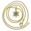 Oro Laminado Pendant Necklace, Gold Filled Style Turtle Design, with Black and Garnet Micro Pave, Polished, Golden Finish, 04.156.0298.2.20 (02 MM Thickness, 20 Inches Length)