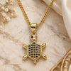 Oro Laminado Pendant Necklace, Gold Filled Style Turtle Design, with Black and Garnet Micro Pave, Polished, Golden Finish, 04.156.0298.2.20 (02 MM Thickness, 20 Inches Length)