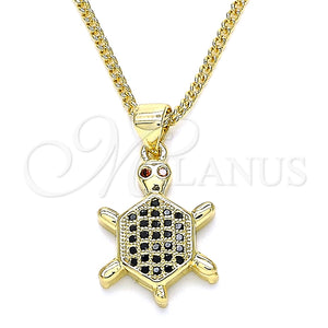 Gold Filled Necklace — Pendant Necklace Turtle Design with Black and Garnet — main product view — SKU 134292 | Oro Laminado collar — Pendant Necklace Turtle diseño with negro and Garnet — SKU 134292