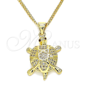 Gold Filled Necklace — Pendant Necklace Turtle Design with White Micro Pave — main product view — SKU 134295 | Oro Laminado collar — Pendant Necklace Turtle diseño with blanco Micro Pave — SKU 134295