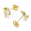Oro Laminado Stud Earring, Gold Filled Style Dolphin Design, with Black Micro Pave and White Cubic Zirconia, Polished, Golden Finish, 02.156.0438