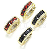 Oro Laminado Huggie Hoop, Gold Filled Style with Garnet Micro Pave, Polished, Golden Finish, 02.316.0068.1.15