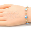Oro Laminado Fancy Bracelet, Gold Filled Style Evil Eye Design, Turquoise Enamel Finish, Golden Finish, 03.213.0018.4.08 (08 MM Thickness, 8 Inches Length)