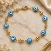 Oro Laminado Fancy Bracelet, Gold Filled Style Evil Eye Design, Turquoise Enamel Finish, Golden Finish, 03.213.0018.4.08 (08 MM Thickness, 8 Inches Length)