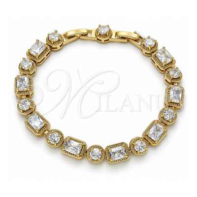 Oro Laminado Tennis Bracelet, Gold Filled Style with White Cubic Zirconia, Polished, Golden Finish, 03.283.0022.08 (08 MM Thickness, 8 Inches Length)