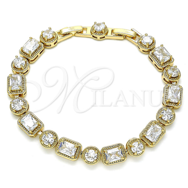 Oro Laminado Tennis Bracelet, Gold Filled Style with White Cubic Zirconia, Polished, Golden Finish, 03.283.0022.08 (08 MM Thickness, 8 Inches Length)