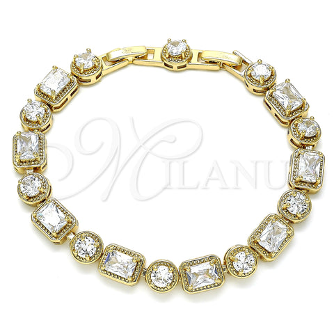 Oro Laminado Tennis Bracelet, Gold Filled Style with White Cubic Zirconia, Polished, Golden Finish, 03.283.0022.08 (08 MM Thickness, 8 Inches Length)