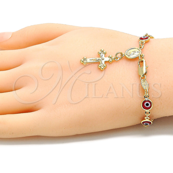 Gold Filled Bracelet — Bracelet Rosary Guadalupe and Evil Eye Design Red — alternate product view — SKU 134323 | Oro Laminado brazalete — Bracelet Rosary Guadalupe and Evil Eye diseño Red — SKU 134323