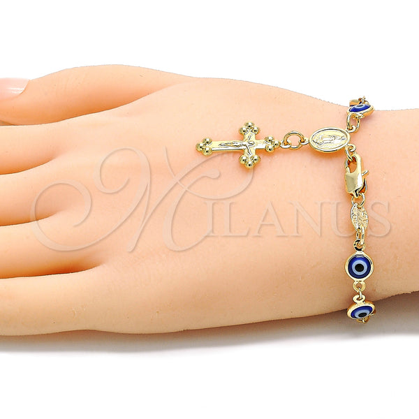 Gold Filled Bracelet — Bracelet Rosary Guadalupe and Evil Eye Design Blue — alternate product view — SKU 134324 | Oro Laminado brazalete — Bracelet Rosary Guadalupe and Evil Eye diseño Blue — SKU 134324