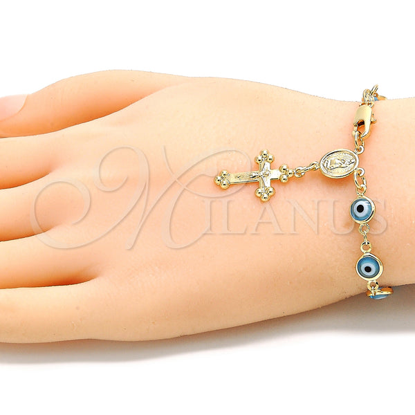 Gold Filled Bracelet — Bracelet Rosary Guadalupe and Evil Eye Design Azul — alternate product view — SKU 134325 | Oro Laminado brazalete — Bracelet Rosary Guadalupe and Evil Eye diseño Azul — SKU 134325