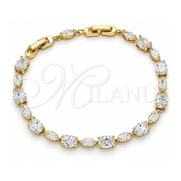 Oro Laminado Tennis Bracelet, Gold Filled Style with White Cubic Zirconia, Polished, Golden Finish, 03.283.0023.08 (06 MM Thickness, 8 Inches Length)