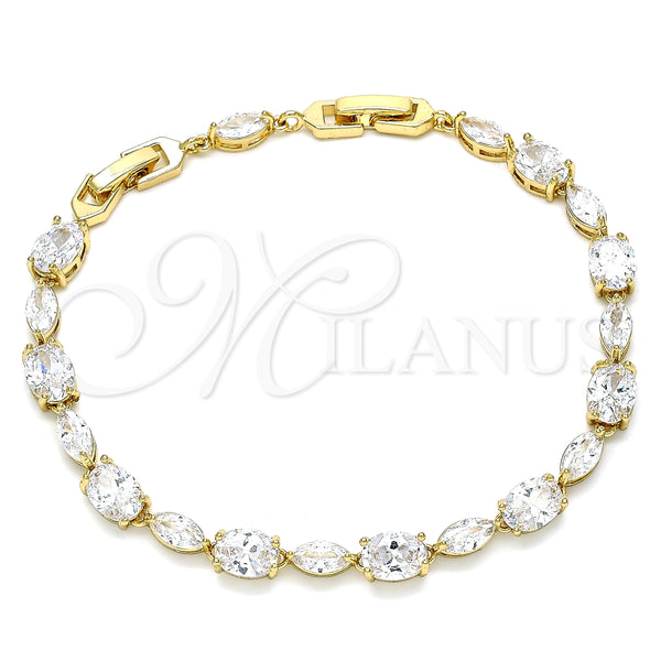 Oro Laminado Tennis Bracelet, Gold Filled Style with White Cubic Zirconia, Polished, Golden Finish, 03.283.0023.08 (06 MM Thickness, 8 Inches Length)