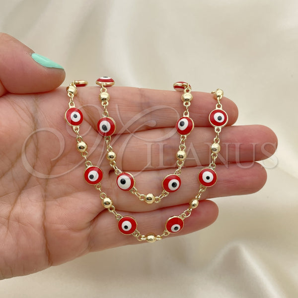 Gold Filled Bracelet — Necklace and Bracelet Evil Eye Design Red Enamel — alternate product view — SKU 134337 | Oro Laminado brazalete — Necklace and Bracelet Evil Eye diseño Red Enamel — SKU 134337