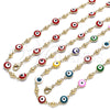 Oro Laminado Necklace and Bracelet, Gold Filled Style Evil Eye Design, Red Enamel Finish, Golden Finish, 06.213.0008