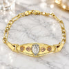 Oro Laminado Fancy Bracelet, Gold Filled Style Guadalupe and Heart Design, Polished, Tricolor, 03.351.0097.07 (04 MM Thickness, 7 Inches Length)