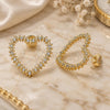 Oro Laminado Stud Earring, Gold Filled Style Heart Design, with White Micro Pave, Polished, Golden Finish, 02.156.0439