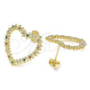 Oro Laminado Stud Earring, Gold Filled Style Heart Design, with Multicolor Micro Pave, Polished, Golden Finish, 02.156.0439.3