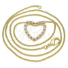Oro Laminado Pendant Necklace, Gold Filled Style Heart Design, with Ruby Micro Pave, Polished, Golden Finish, 04.156.0301.1.20 (02 MM Thickness, 20 Inches Length)
