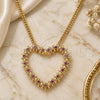 Oro Laminado Pendant Necklace, Gold Filled Style Heart Design, with Ruby Micro Pave, Polished, Golden Finish, 04.156.0301.1.20 (02 MM Thickness, 20 Inches Length)