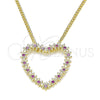 Oro Laminado Pendant Necklace, Gold Filled Style Heart Design, with Ruby Micro Pave, Polished, Golden Finish, 04.156.0301.1.20 (02 MM Thickness, 20 Inches Length)
