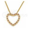 Oro Laminado Pendant Necklace, Gold Filled Style Heart Design, with Ruby Micro Pave, Polished, Golden Finish, 04.156.0301.1.20 (02 MM Thickness, 20 Inches Length)