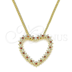 Gold Filled Necklace — Pendant Necklace Heart Design with Garnet Micro Pave — main product view — SKU 134351 | Oro Laminado collar — Pendant Necklace corazón diseño with Garnet Micro Pave — SKU 134351