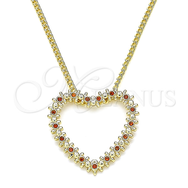 Gold Filled Necklace — Pendant Necklace Heart Design with Garnet Micro Pave — main product view — SKU 134351 | Oro Laminado collar — Pendant Necklace corazón diseño with Garnet Micro Pave — SKU 134351