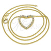 Oro Laminado Pendant Necklace, Gold Filled Style Heart Design, with Multicolor Micro Pave, Polished, Golden Finish, 04.156.0301.3.20 (02 MM Thickness, 20 Inches Length)