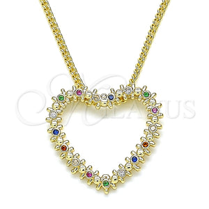 Gold Filled Necklace — Pendant Necklace Heart Design with Multicolor Micro Pave — main product view — SKU 134352 | Oro Laminado collar — Pendant Necklace corazón diseño with Multicolor Micro Pave — SKU 134352