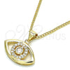 Oro Laminado Pendant Necklace, Gold Filled Style with White Micro Pave, Polished, Golden Finish, 04.156.0302.20 (02 MM Thickness, 20 Inches Length)