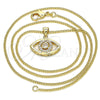 Oro Laminado Pendant Necklace, Gold Filled Style with White Micro Pave, Polished, Golden Finish, 04.156.0302.20 (02 MM Thickness, 20 Inches Length)