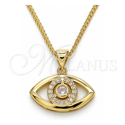 Oro Laminado Pendant Necklace, Gold Filled Style with White Micro Pave, Polished, Golden Finish, 04.156.0302.20 (02 MM Thickness, 20 Inches Length)