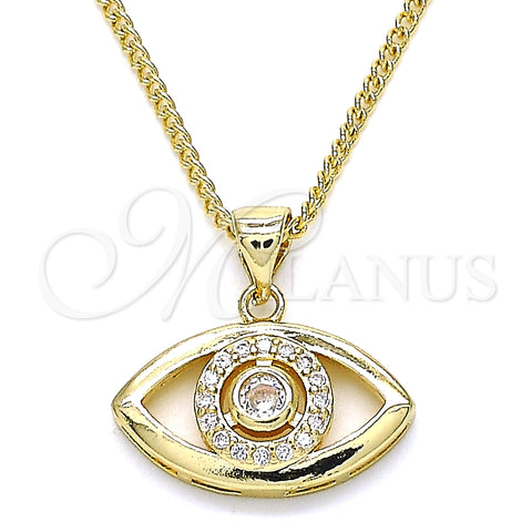 Oro Laminado Pendant Necklace, Gold Filled Style with White Micro Pave, Polished, Golden Finish, 04.156.0302.20 (02 MM Thickness, 20 Inches Length)