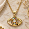 Oro Laminado Pendant Necklace, Gold Filled Style Evil Eye Design, with Multicolor Micro Pave, Polished, Golden Finish, 04.156.0302.2.20 (02 MM Thickness, 20 Inches Length)