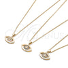 Oro Laminado Pendant Necklace, Gold Filled Style Evil Eye Design, with Multicolor Micro Pave, Polished, Golden Finish, 04.156.0302.2.20 (02 MM Thickness, 20 Inches Length)