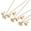 Oro Laminado Earring and Pendant Adult Set, Gold Filled Style Evil Eye Design, with White Micro Pave, Polished, Golden Finish, 10.156.0245