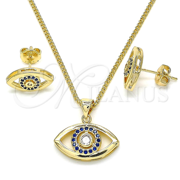 Gold Filled Ring — Earring and Pendant Adult Set with Sapphire Blue — main product view — SKU 134364 | Oro Laminado anillo — Earring and Pendant Adult Set with Sapphire Blue — SKU 134364