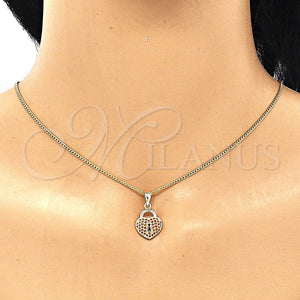 Gold Filled Ring — Earring and Pendant Adult Set Lock and Heart — main product view — SKU 134376 | Oro Laminado anillo — Earring and Pendant Adult Set Lock and corazón — SKU 134376