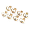 Oro Laminado Stud Earring, Gold Filled Style Heart Design, with Ruby Micro Pave, Polished, Golden Finish, 02.156.0442.1