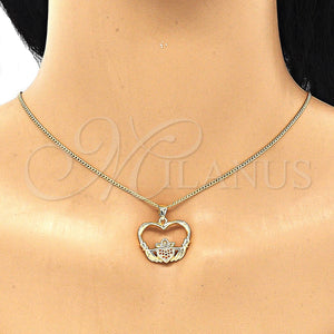 Gold Filled Necklace — Pendant Necklace Heart Design with Garnet Micro Pave — main product view — SKU 134384 | Oro Laminado collar — Pendant Necklace corazón diseño with Garnet Micro Pave — SKU 134384