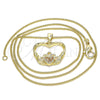 Oro Laminado Pendant Necklace, Gold Filled Style Heart Design, with Garnet Micro Pave, Polished, Golden Finish, 04.156.0304.2.20 (02 MM Thickness, 20 Inches Length)