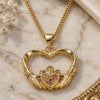 Oro Laminado Pendant Necklace, Gold Filled Style Heart Design, with Garnet Micro Pave, Polished, Golden Finish, 04.156.0304.2.20 (02 MM Thickness, 20 Inches Length)