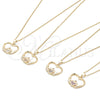 Oro Laminado Pendant Necklace, Gold Filled Style Heart Design, with Garnet Micro Pave, Polished, Golden Finish, 04.156.0304.2.20 (02 MM Thickness, 20 Inches Length)