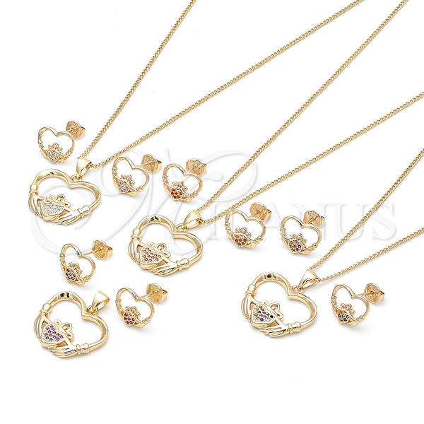 Gold Filled Ring — Earring and Pendant Adult Set Heart Design with — alternate product view — SKU 134388 | Oro Laminado anillo — Earring and Pendant Adult Set corazón diseño with — SKU 134388
