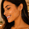 Oro Laminado Stud Earring, Gold Filled Style Butterfly Design, with Garnet Micro Pave, Polished, Golden Finish, 02.156.0443.2