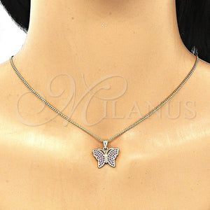 Gold Filled Necklace — Pendant Necklace Butterfly Design with Ruby Micro Pave — main product view — SKU 134395 | Oro Laminado collar — Pendant Necklace Butterfly diseño with Ruby Micro Pave — SKU 134395