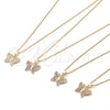 Oro Laminado Pendant Necklace, Gold Filled Style Butterfly Design, with Multicolor Micro Pave, Polished, Golden Finish, 04.156.0305.3.20 (02 MM Thickness, 20 Inches Length)