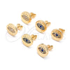 Oro Laminado Stud Earring, Gold Filled Style with White Micro Pave, Polished, Golden Finish, 02.156.0444
