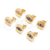 Oro Laminado Stud Earring, Gold Filled Style with Sapphire Blue Micro Pave, Polished, Golden Finish, 02.156.0444.1